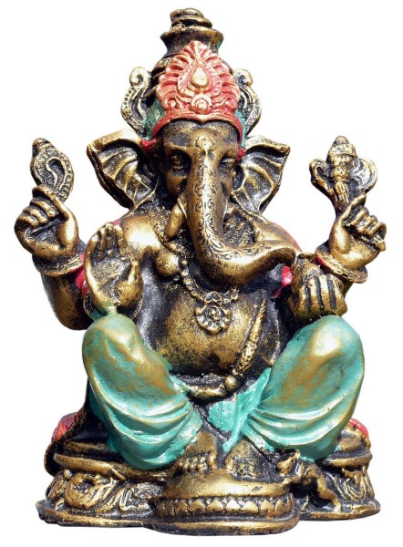 Resinfigur Ganesha Elefantengott bunt