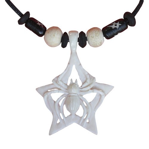 Bonekette Amulett Anhänger Carving Kette Tarantula Spinne Netz