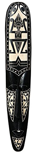 Maske78 100cm Krieger primitiv Maori Maske schwarz