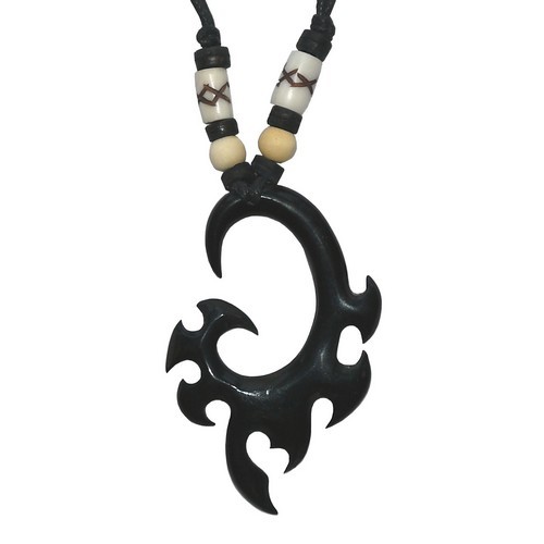 Hornkette Amulett Carving Anhänger Kette Tribal keltisch schwarz