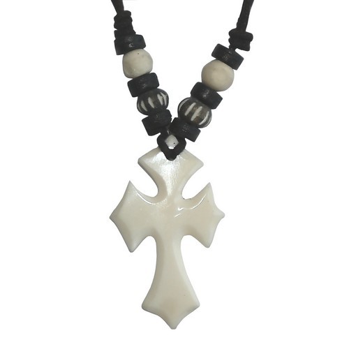 Bonekette Knochen Amulett Anhänger Kette Kreuz