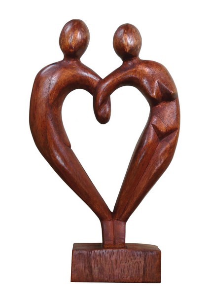 küssendes Paar Liebe Herz Kuß Glück abstrakt Holz Figur