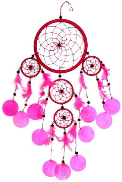 Indianer Traumfänger Dreamcatcher ⌀ 16 cm pink mit Capisscheiben