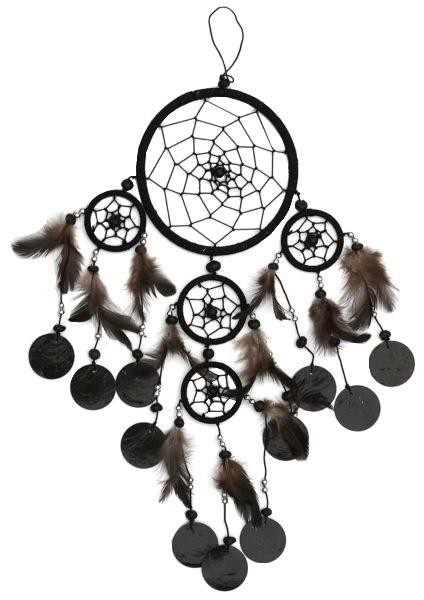 Indianer Traumfänger Dreamcatcher ⌀ 11 cm schwarz mit Capisscheiben