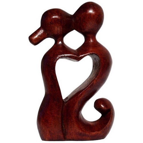 Abstrakt Liebe Herz Kuß Paar Glück Holz Figur