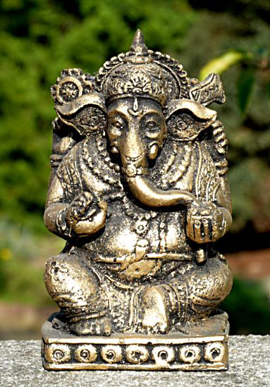 Resinfigur Ganesha Elefantengott gold