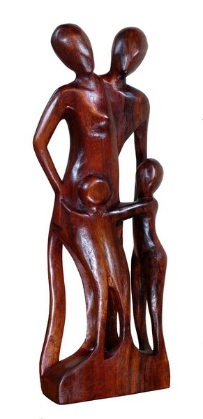 Familie Liebe Herz Kuß Glück abstrakt Holz Figur
